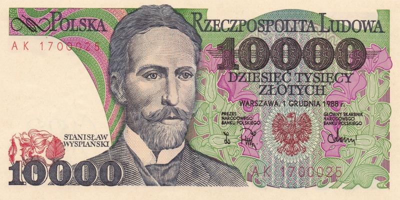 폴란드, 10000즐로티,
1988, 미사용