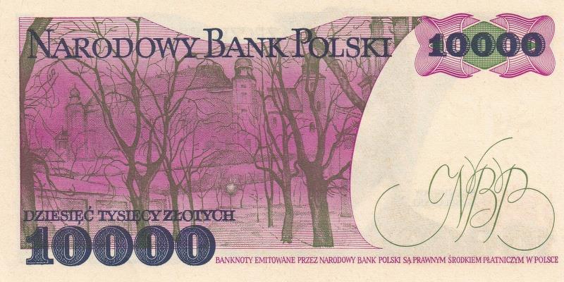 폴란드, 10000즐로티,
1988, 미사용