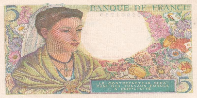 프랑스, 5프랑,
1943, 극미품