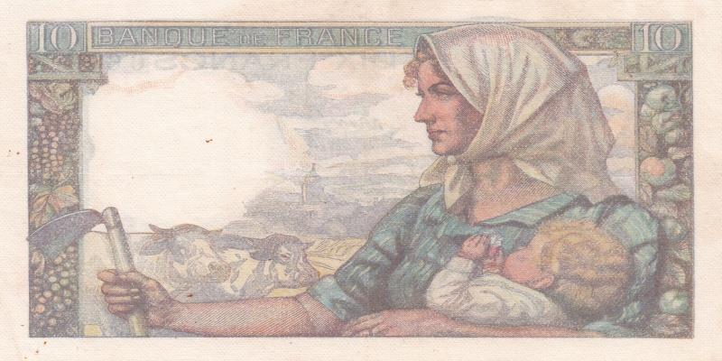 프랑스, 10프랑,
1946, 극미품