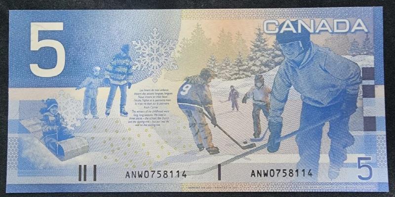 캐나다, 5달러,
2002, 미사용