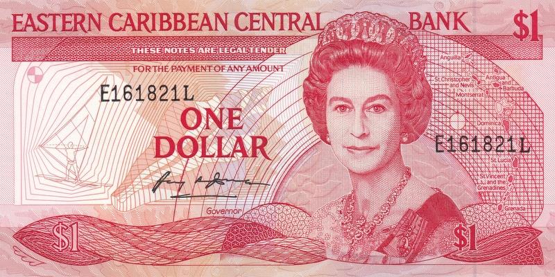 동카리브국가기구, 1달러,
1985~1988, 미사용
