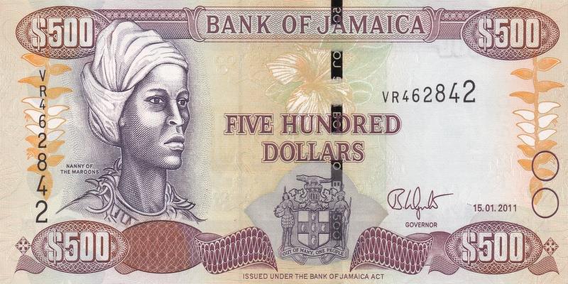자메이카, 500달러,
2011, 미사용