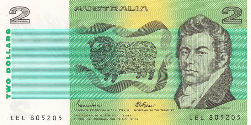 호주, 2달러,
1985, 미사용