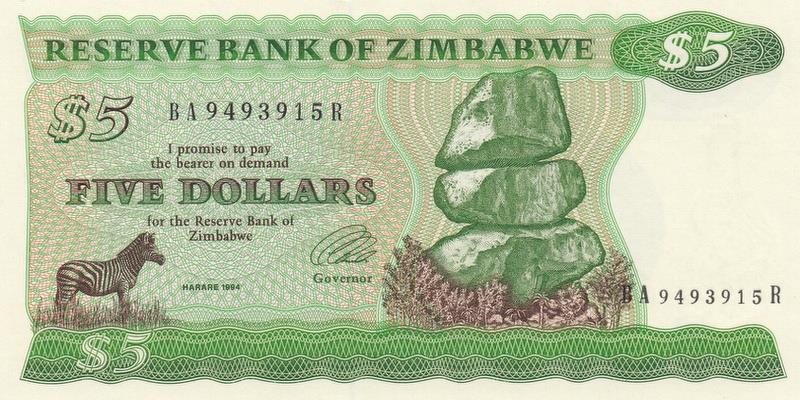짐바브웨, 5달러,
1994, 미사용